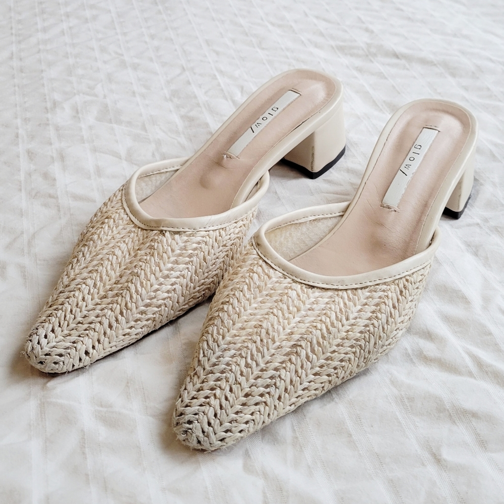Glow Woven Cream Mules